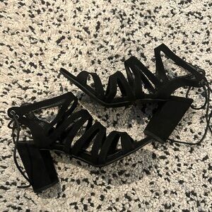 Elegant Black Strappy Women's Heels